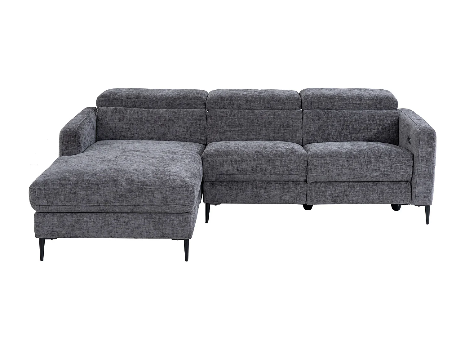 Eckrelaxsofa elektrisch - Ecke links - Stoff - Anthrazitgrau - FUSETA