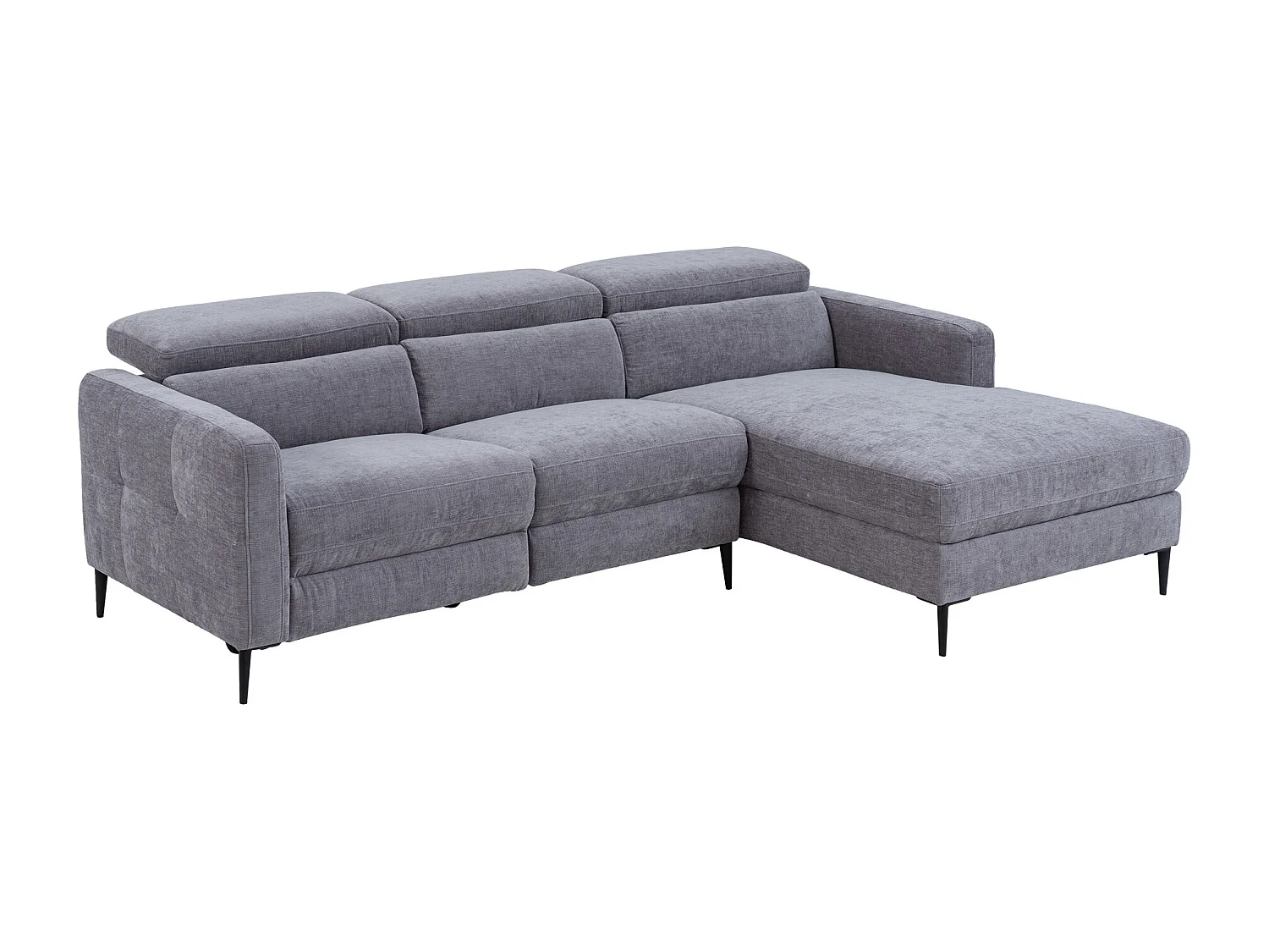 Höger elektriskt recliner hörnsoffa i grått tyg FUSETA