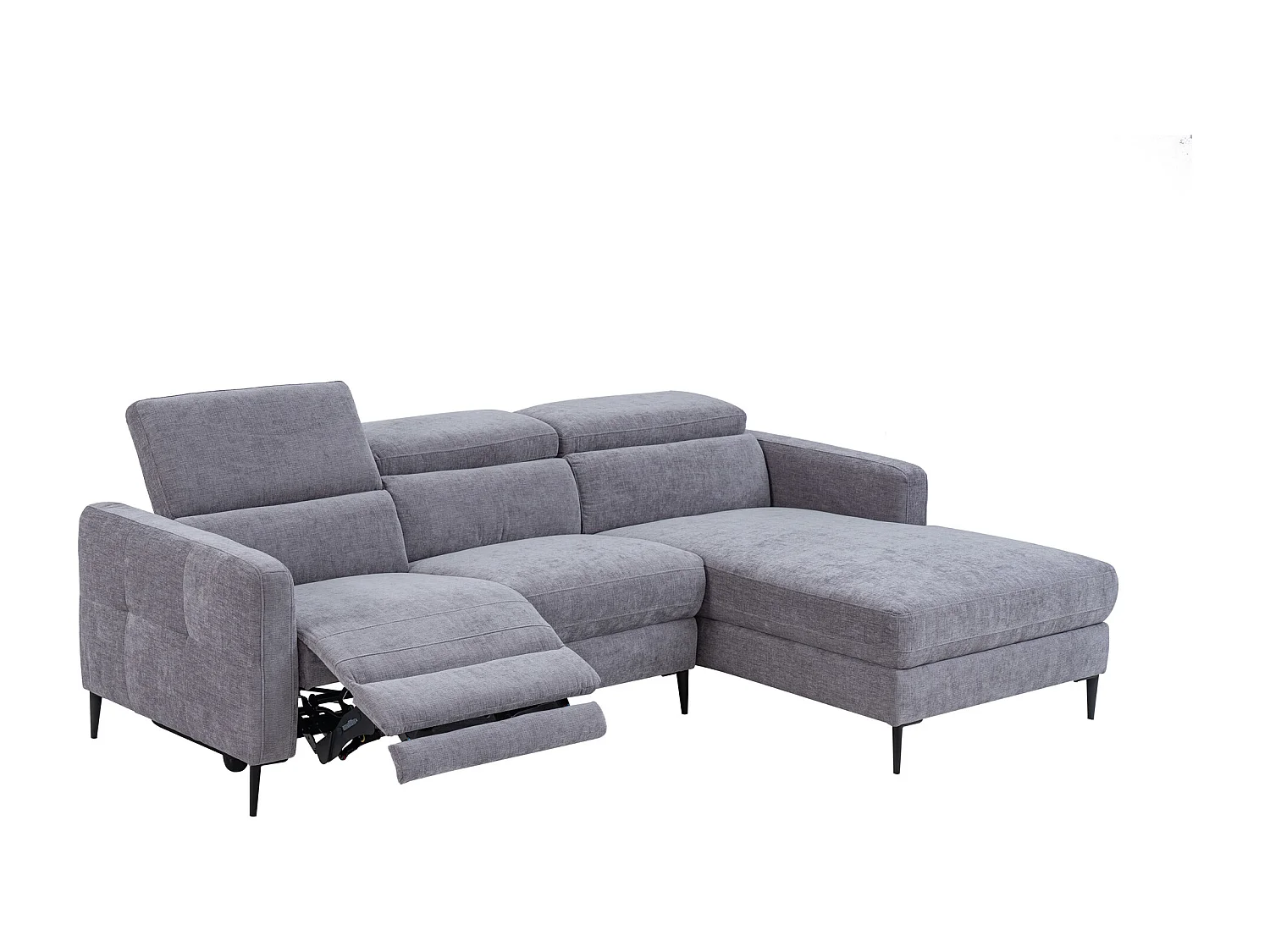 Höger elektriskt recliner hörnsoffa i grått tyg FUSETA