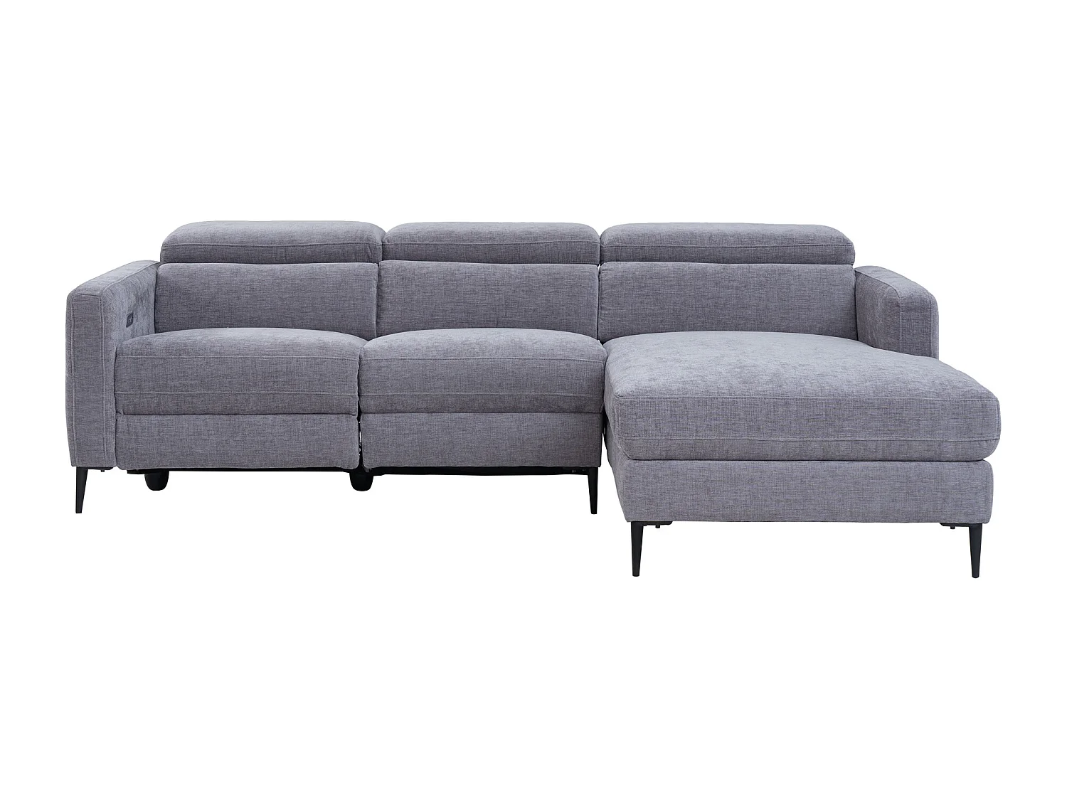 Höger elektriskt recliner hörnsoffa i grått tyg FUSETA