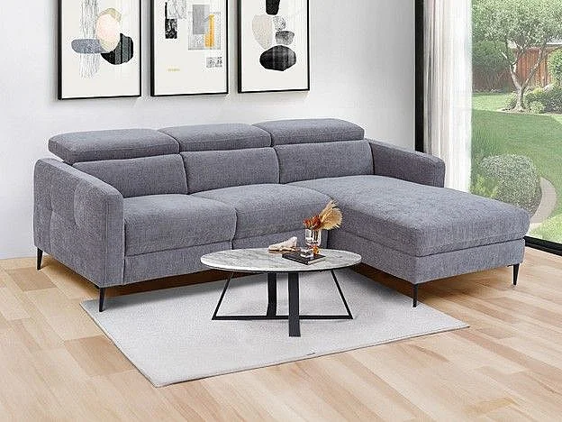 Höger elektriskt recliner hörnsoffa i grått tyg FUSETA