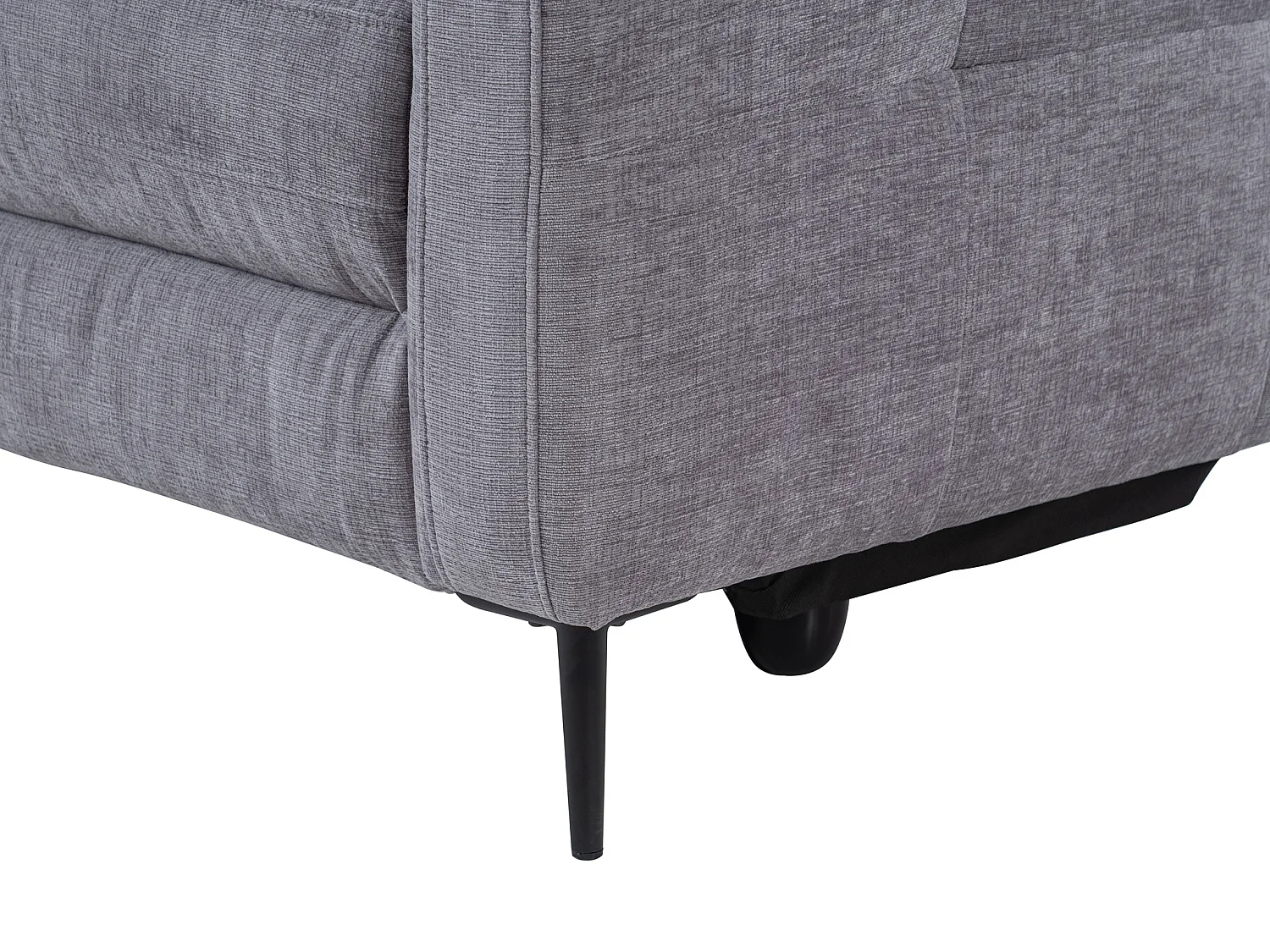 Vänstervänd soffa med elektriskt fällbart ryggstöd i ljusgrått tyg FUSETA