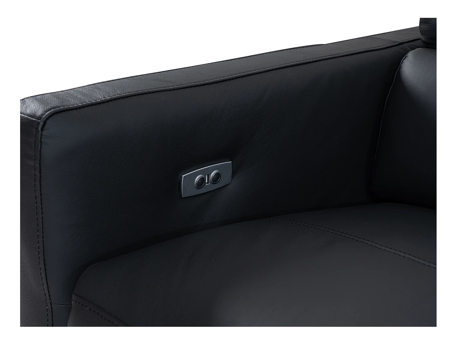 Ecksofa mit elektrischer Relaxfunktion - Ecke rechts - Leder - Schwarz - FUSETA