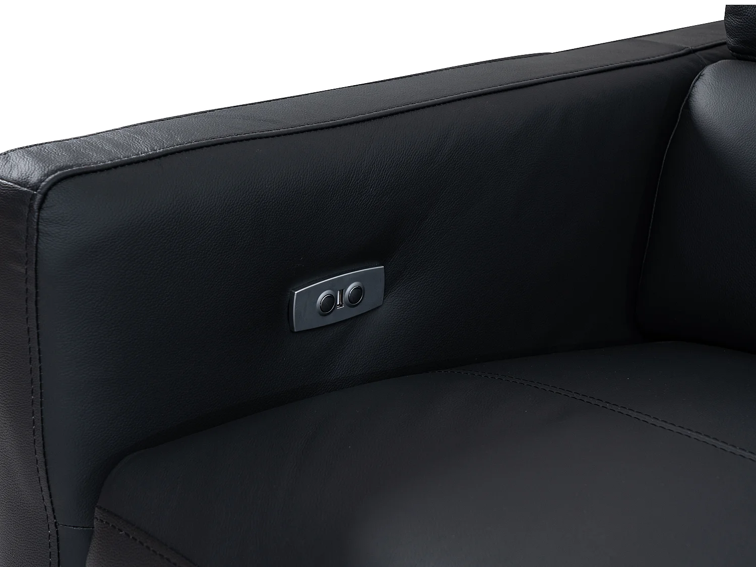 Elektrische relaxhoekbank met hoek rechts van zwart leer FUSETA