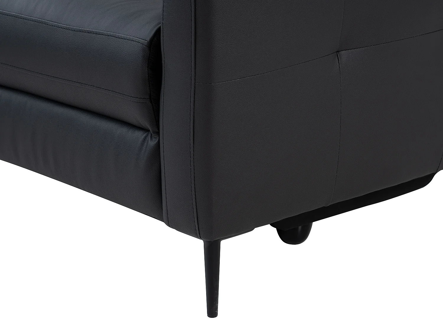 Vänstervänd hörnssoffa i svart läder med elektrisk reglering FUSETA