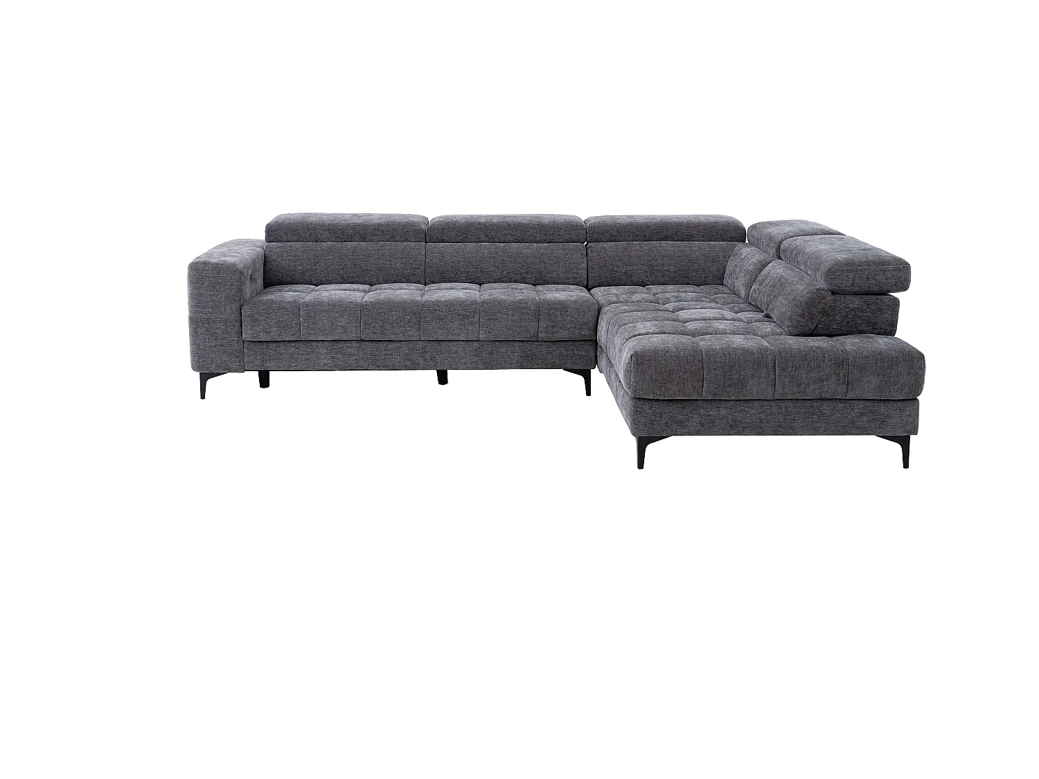 Eckrelaxsofa elektrisch - Ecke rechts - mit ausziehbarer Sitzfläche - Stoff - Anthrazit - MONISO