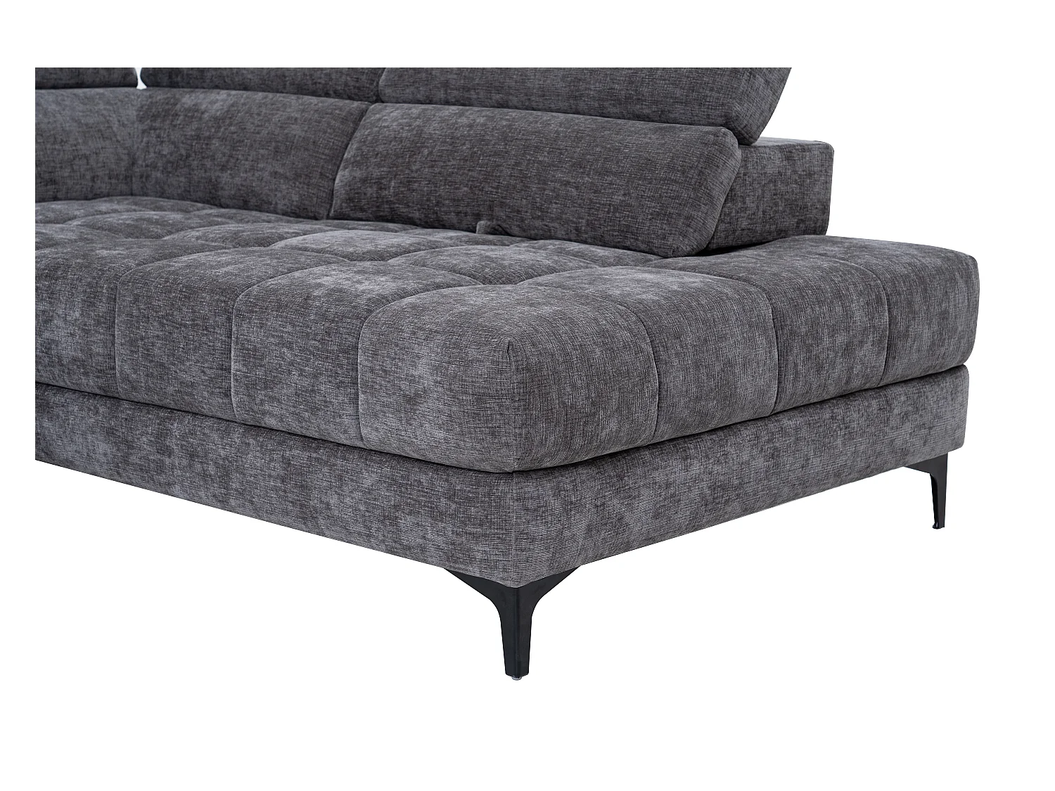 Eckrelaxsofa elektrisch - Ecke rechts - mit ausziehbarer Sitzfläche - Stoff - Anthrazit - MONISO