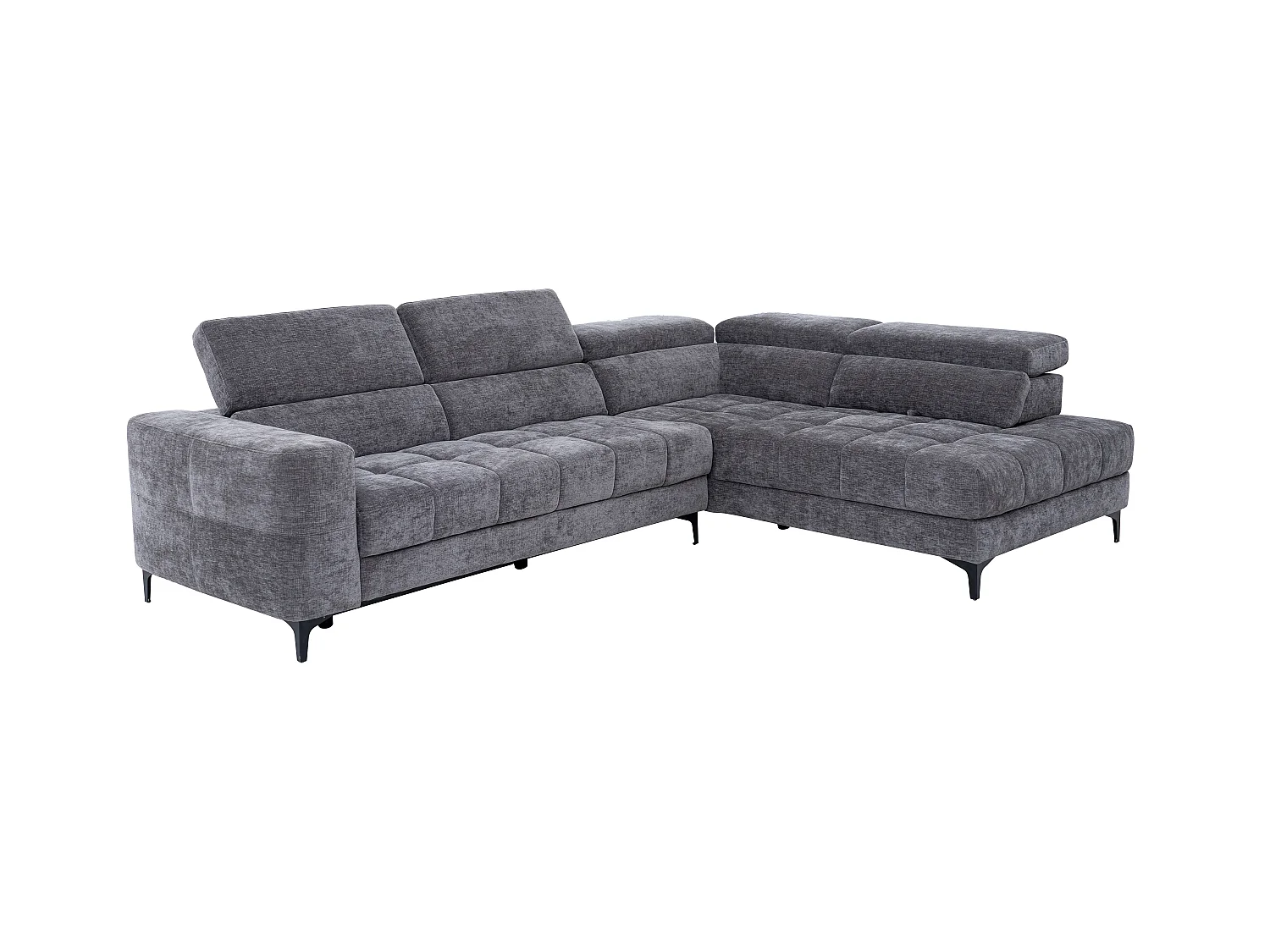 Eckrelaxsofa elektrisch - Ecke rechts - mit ausziehbarer Sitzfläche - Stoff - Anthrazit - MONISO