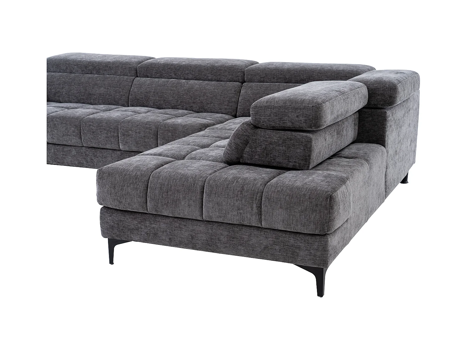 Eckrelaxsofa elektrisch - Ecke rechts - mit ausziehbarer Sitzfläche - Stoff - Anthrazit - MONISO