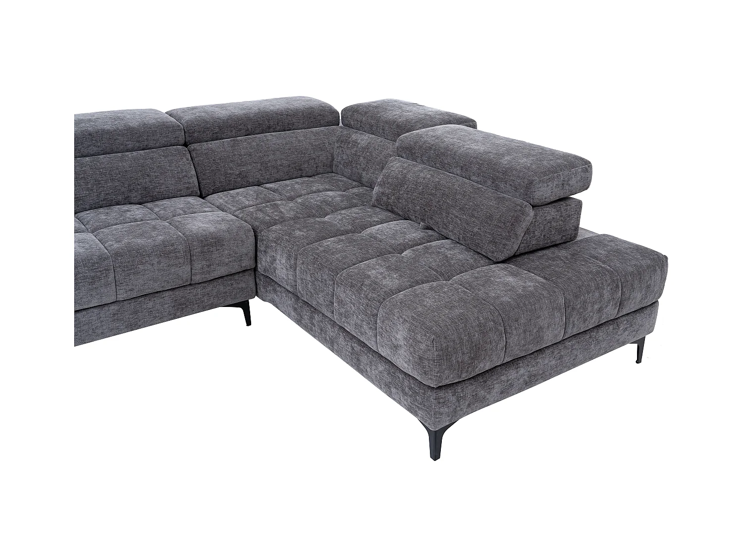 Eckrelaxsofa elektrisch - Ecke rechts - mit ausziehbarer Sitzfläche - Stoff - Anthrazit - MONISO