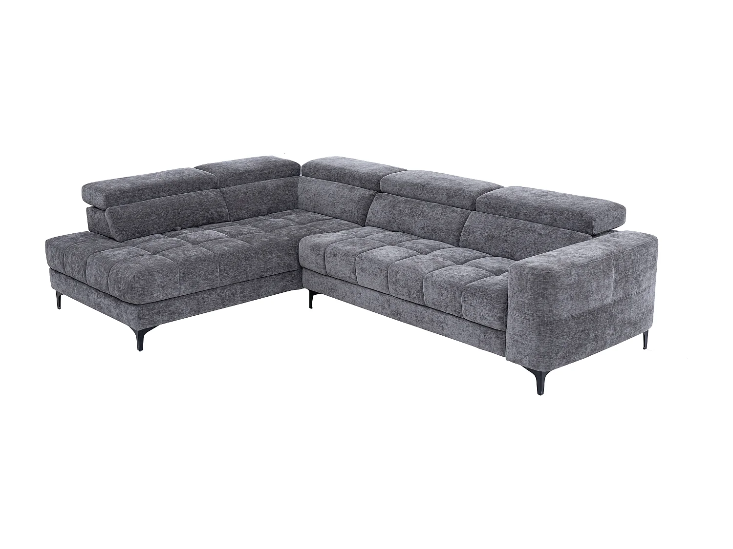 Eckrelaxsofa elektrisch - Ecke links - mit ausziehbarer Sitzfläche - Stoff - Anthrazit - MONISO