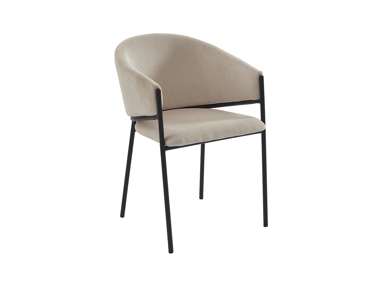 Lote de 2 sillas con reposabrazos de terciopelo acanalado y metal negro - Crema - ORDIDA de Pascal MORABITO