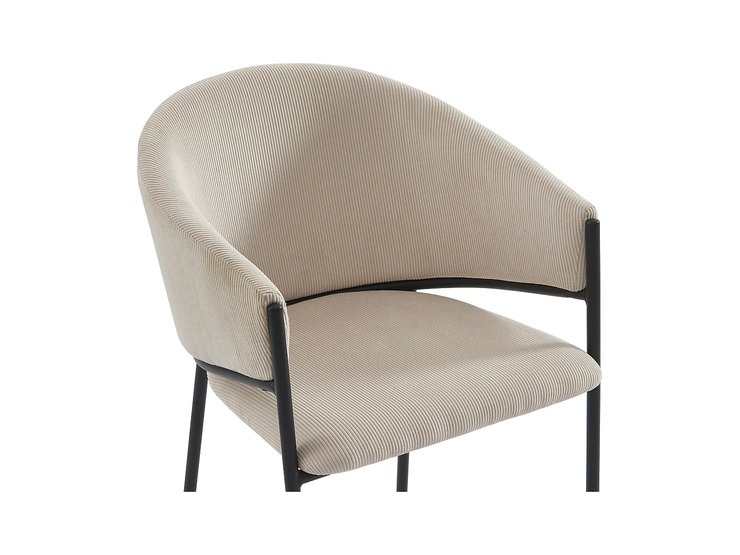 Lote de 2 sillas con reposabrazos de terciopelo acanalado y metal negro - Crema - ORDIDA de Pascal MORABITO