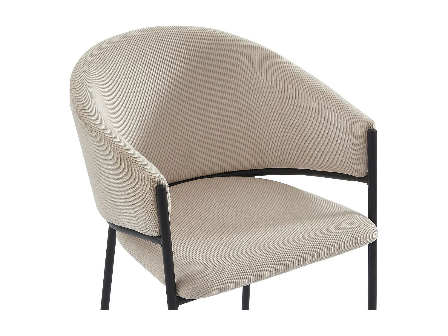 Lot de 2 chaises avec accoudoirs en velours côtelé et métal noir - Crème - ORDIDA de Pascal MORABITO