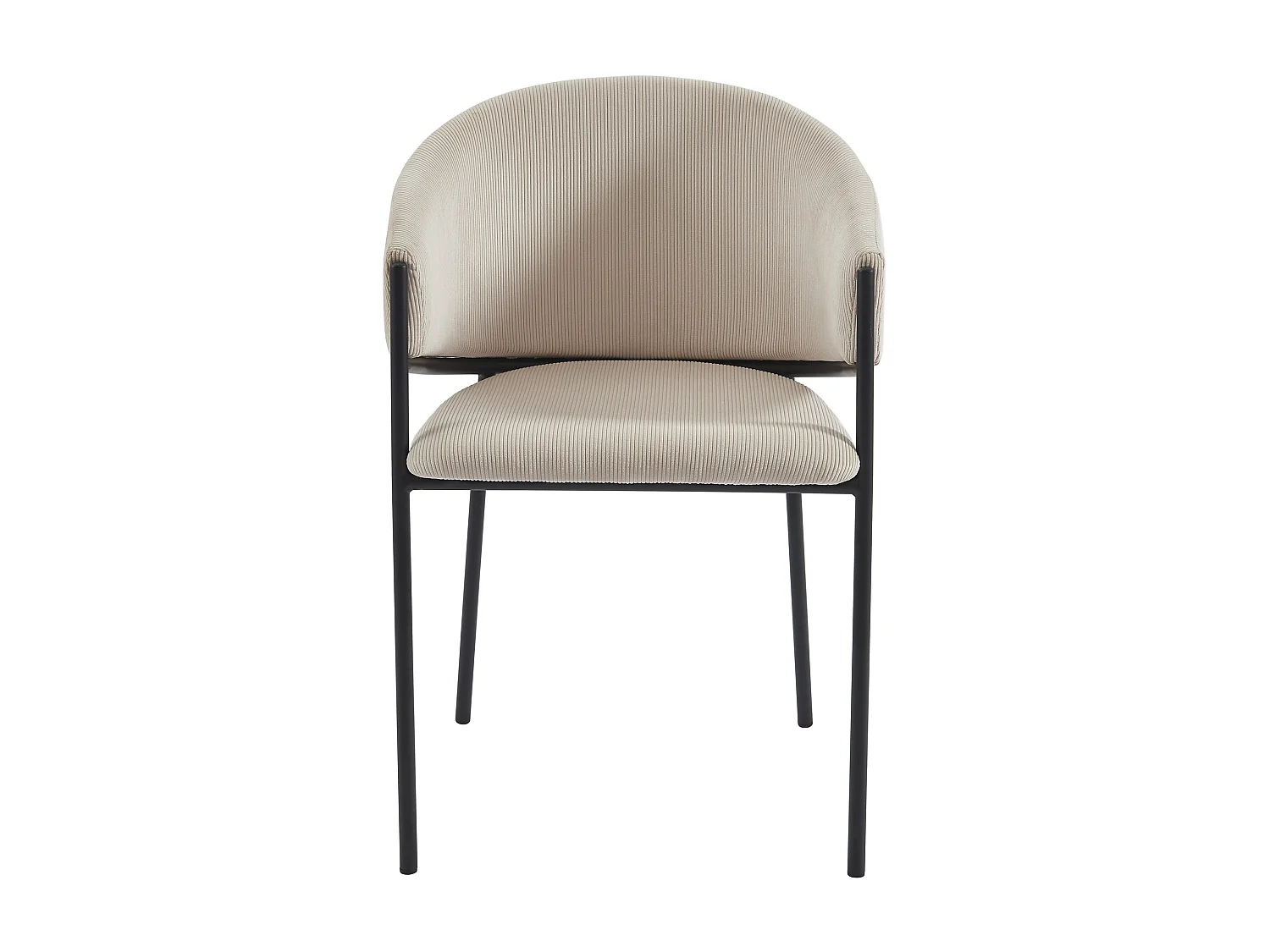 Lot de 2 chaises avec accoudoirs en velours côtelé et métal noir - Crème - ORDIDA de Pascal MORABITO