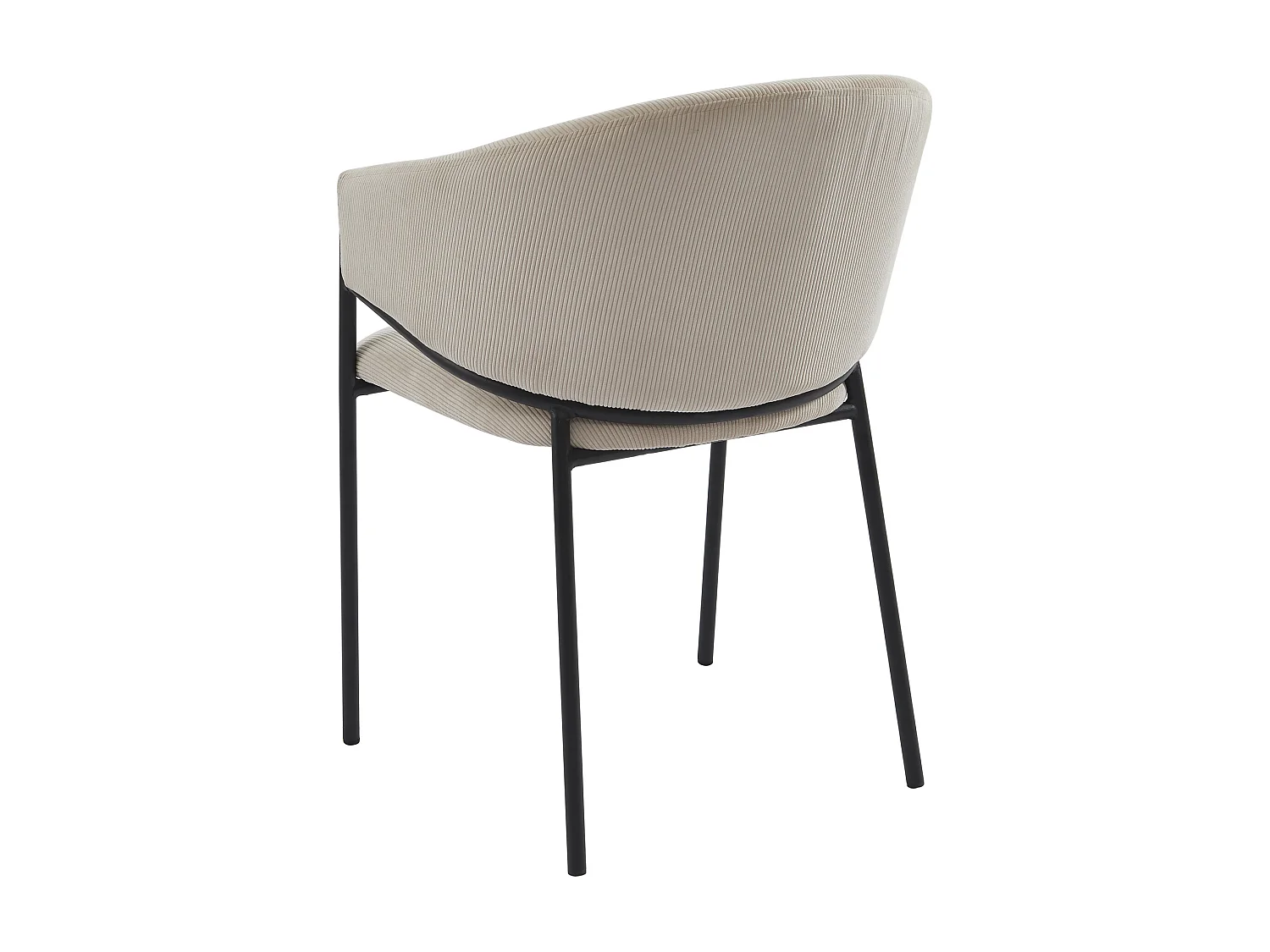 Lot de 2 chaises avec accoudoirs en velours côtelé et métal noir - Crème - ORDIDA de Pascal MORABITO