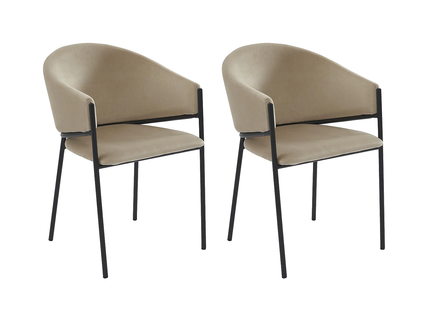 Lote de 2 sillas con reposabrazos de terciopelo y metal negro - Beige - ORDIDA de Pascal MORABITO