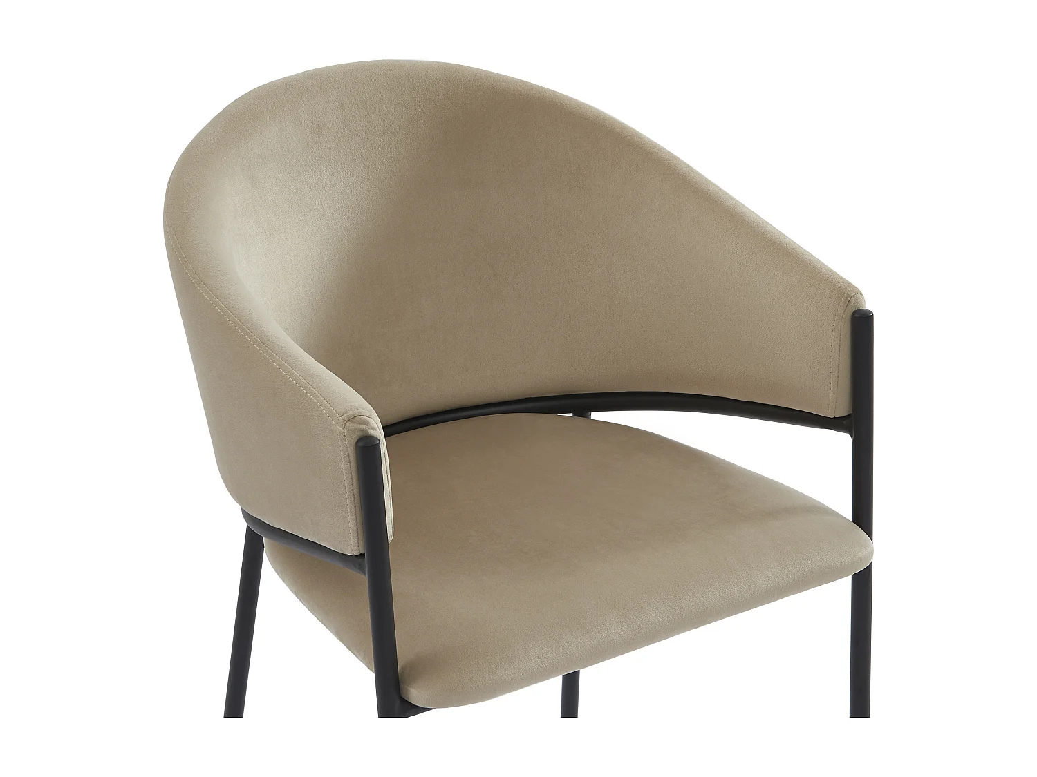 Lot de 2 chaises avec accoudoirs en velours et métal noir - Beige - ORDIDA de Pascal MORABITO