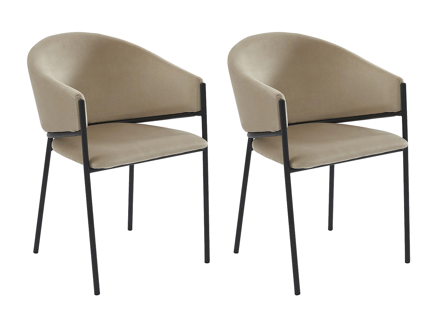 Lot de 2 chaises avec accoudoirs en velours et métal noir - Beige - ORDIDA de Pascal MORABITO
