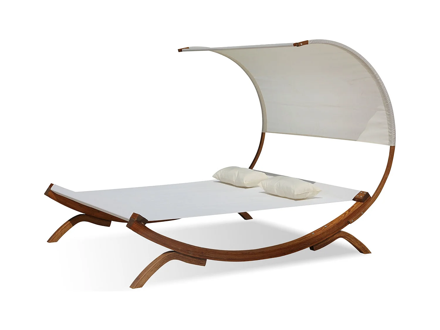 Hangmat in crèmekleur met houten frame voor 2 personen 195 x 180 cm van PVC-doek BORA BORA