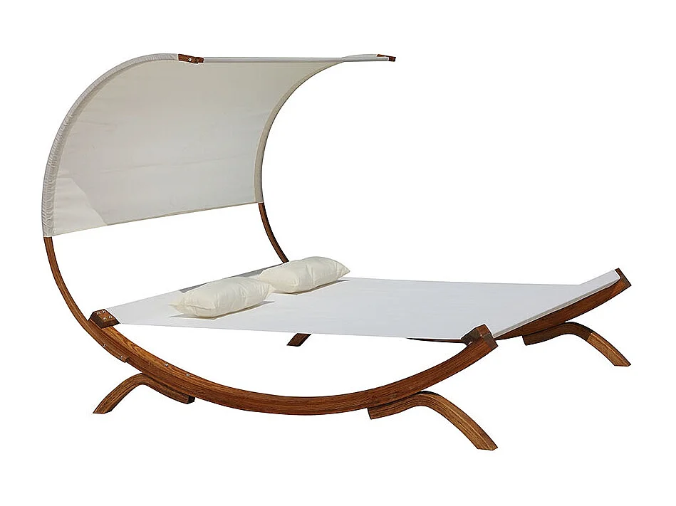 Hangmat in crèmekleur met houten frame voor 2 personen 195 x 180 cm van PVC-doek BORA BORA