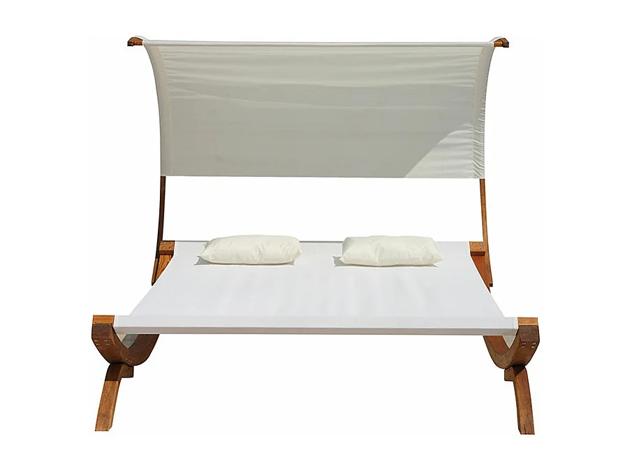 Hamac sur pied 195 x 180 cm en bois écru BORA