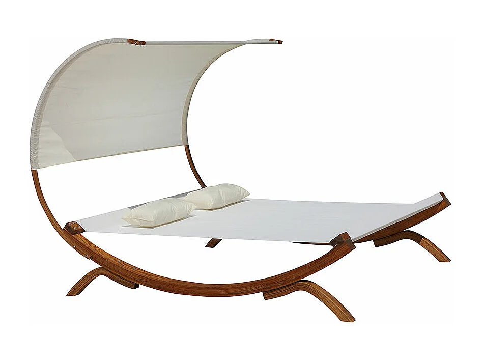 Hamac sur pied 195 x 180 cm en bois écru BORA