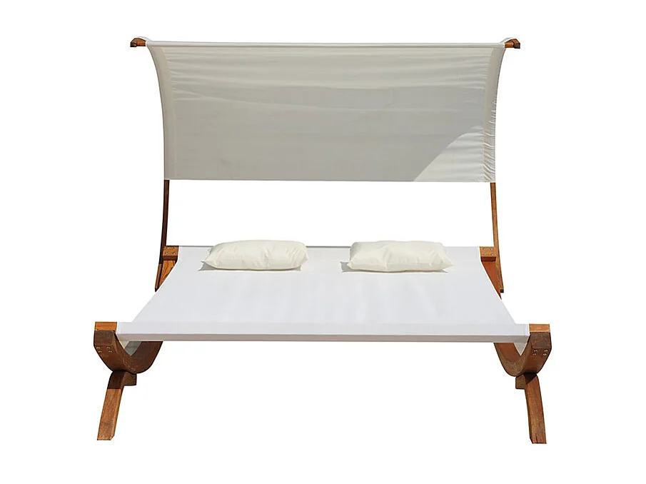 Hamac sur pied 195 x 180 cm en bois écru BORA