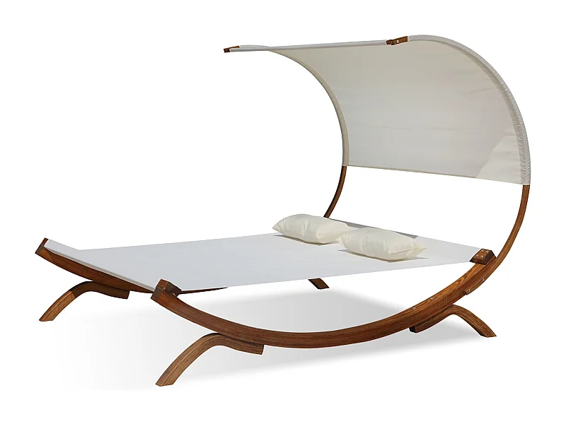 Hamac sur pied 195 x 180 cm en bois écru BORA