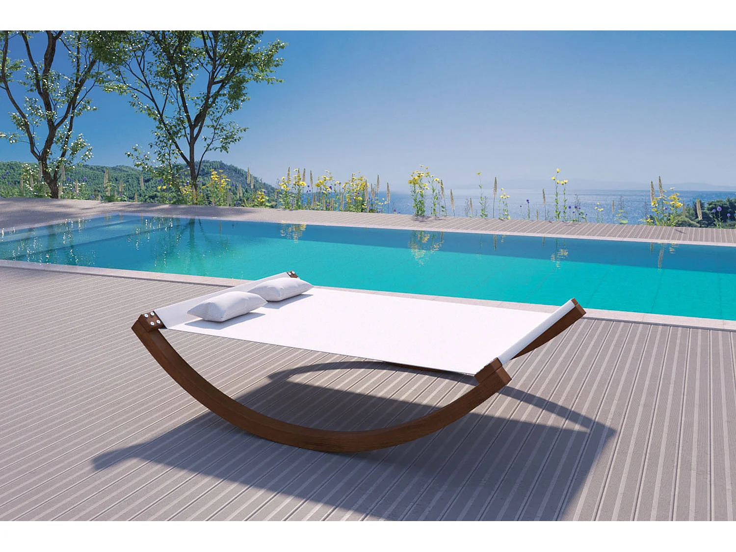 Hamac à bascule 2 personnes en bois beige AMADORA