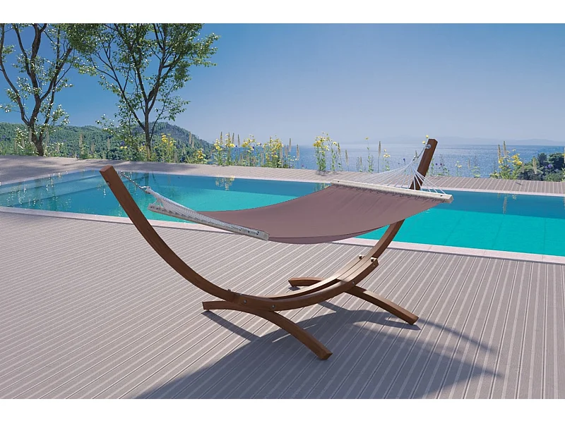 Rede de Madeira Chocolate com Suporte 3,15m LAGOA