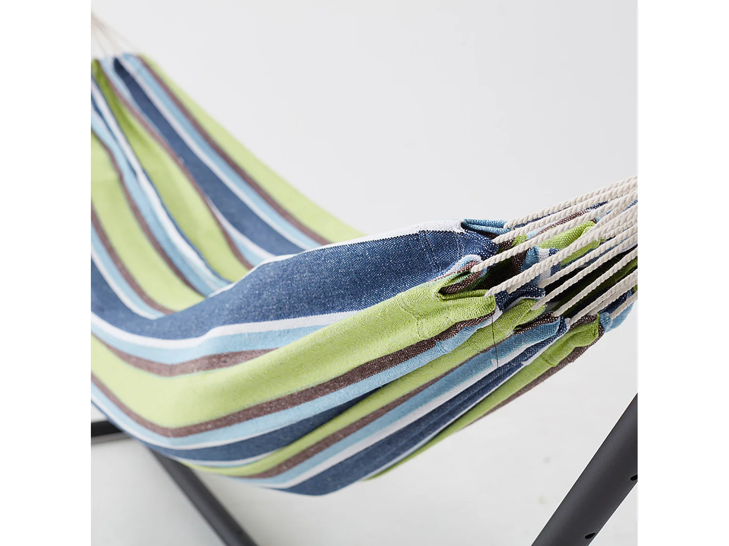 Hamac sur pied 2,6 m avec toile en polyester bleu et vert COPACABANA