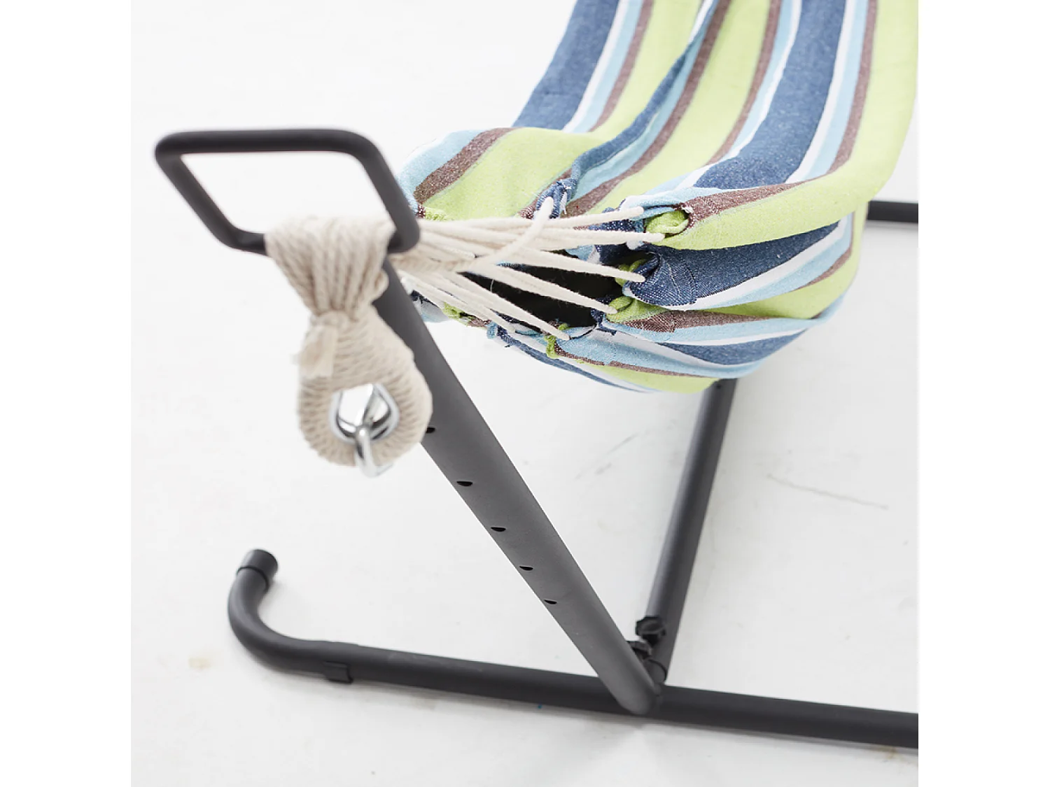 Hamac sur pied 2,6 m avec toile en polyester bleu et vert COPACABANA