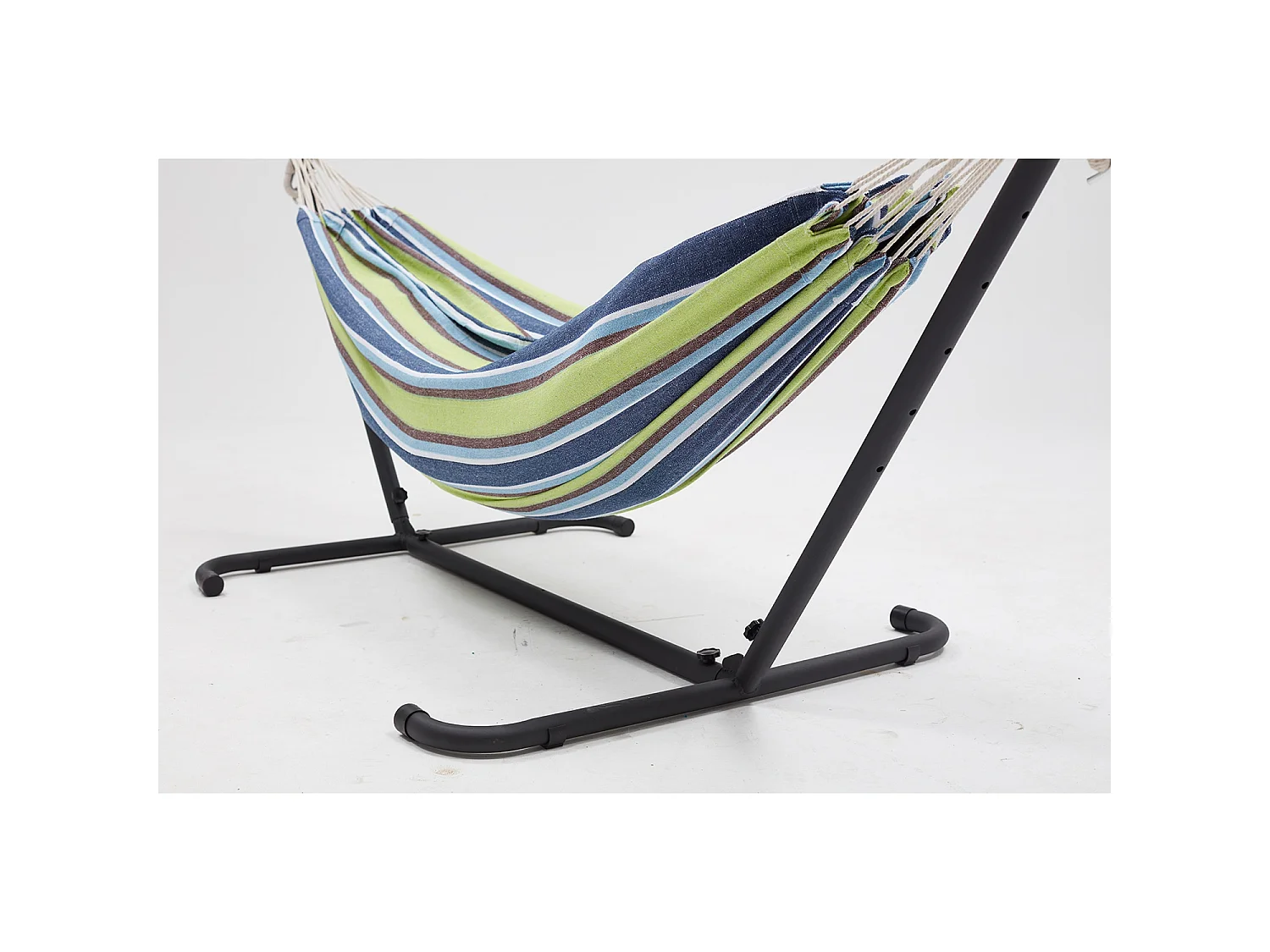 Hamac sur pied 26 m avec toile en polyester bleu et vert COPACABANA