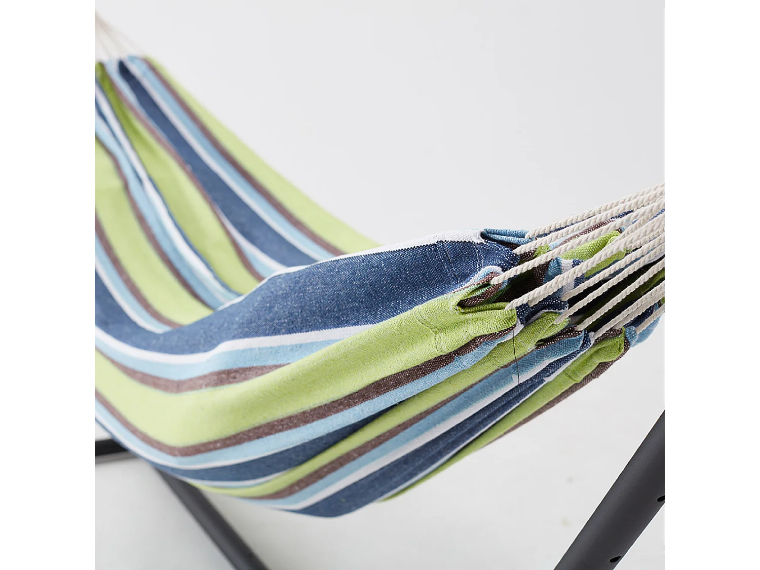 Hamac sur pied 2,6 m avec toile en polyester bleu et vert COPACABANA