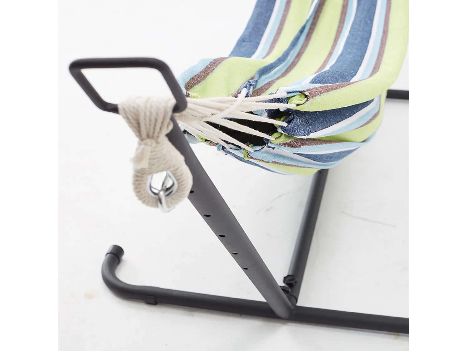 Hamac sur pied 2,6 m avec toile en polyester bleu et vert COPACABANA