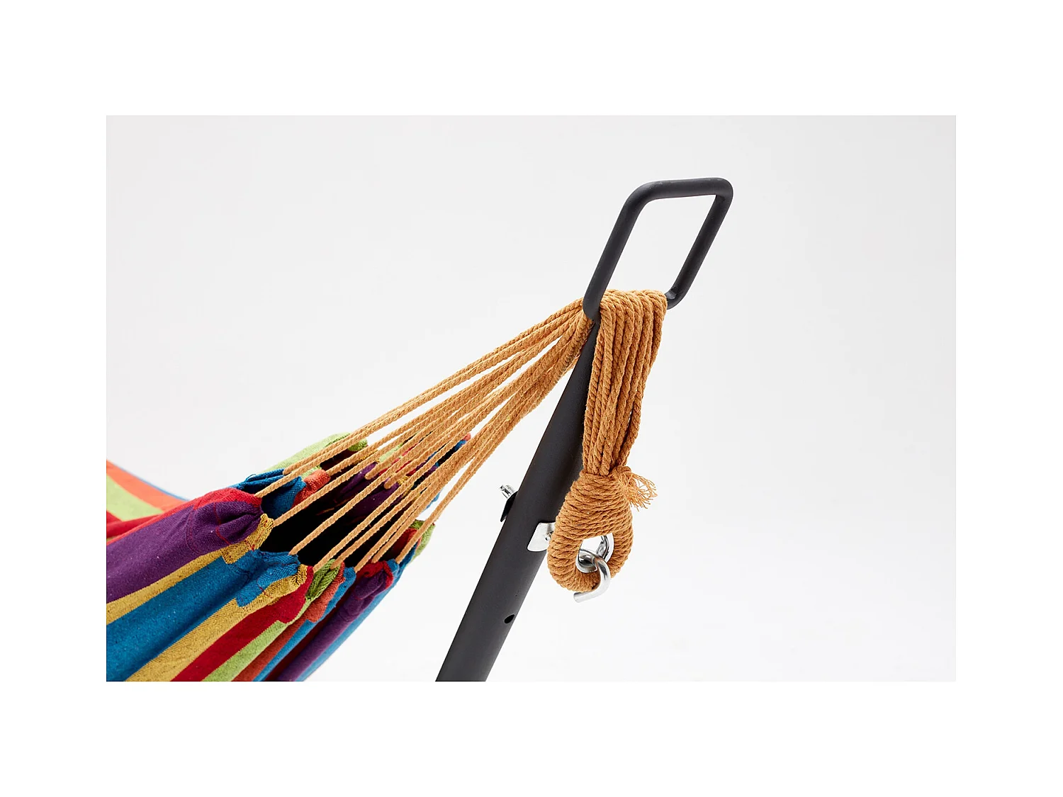 Hangmat met stalen frame in regenboogkleuren van polyester voor volwassenen, bestand tegen weersinvloeden