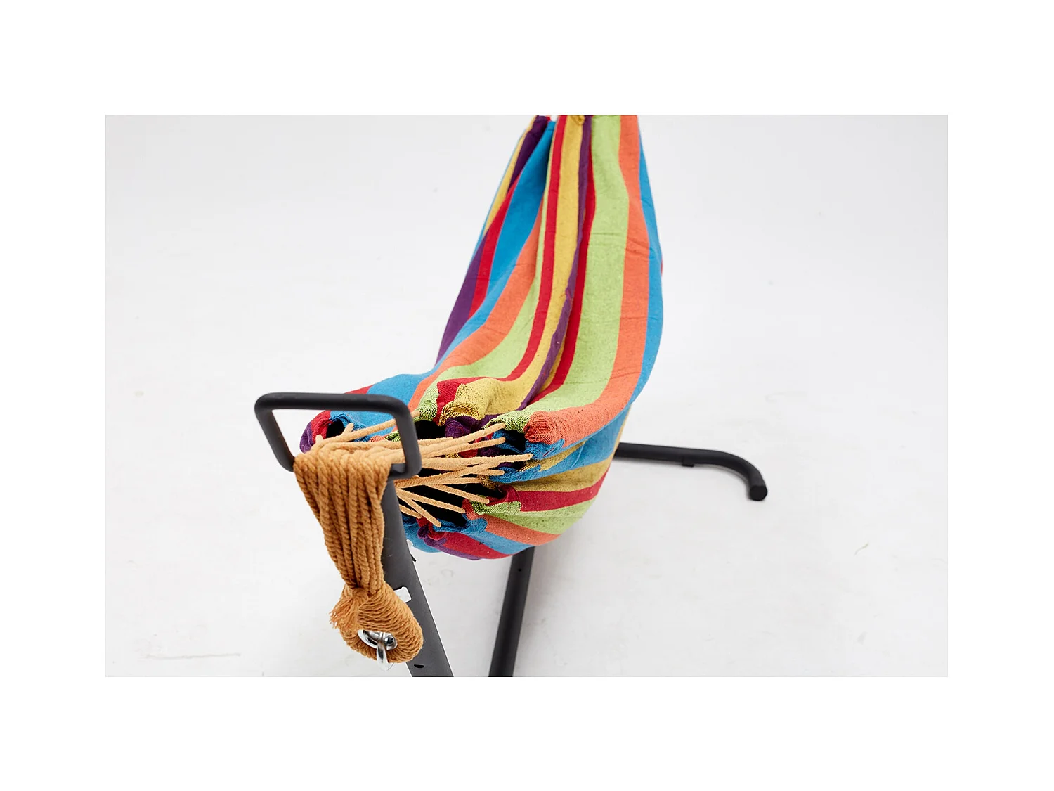 Hangmat met stalen frame in regenboogkleuren van polyester voor volwassenen, bestand tegen weersinvloeden