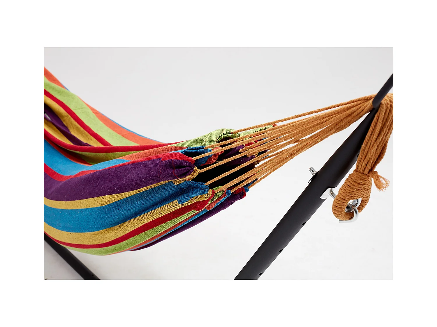 Hangmat met stalen frame in regenboogkleuren van polyester voor volwassenen, bestand tegen weersinvloeden