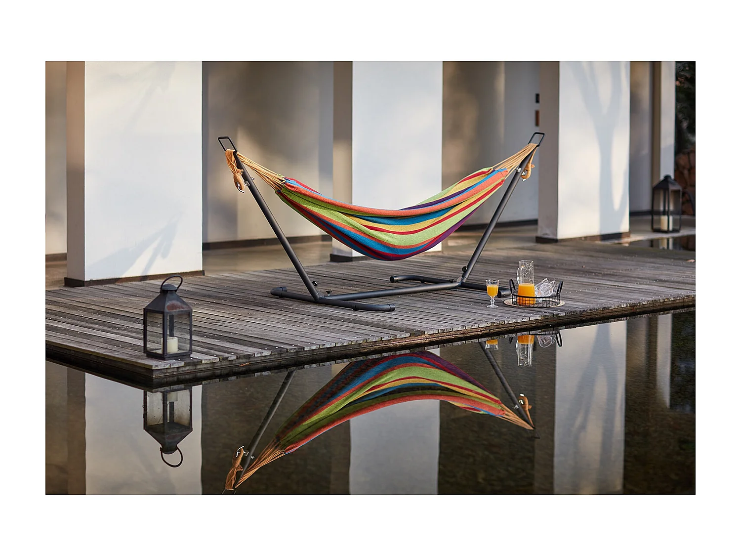 Hamac sur pied en tissu polyester arc-en-ciel pour adulte, résistant aux intempéries