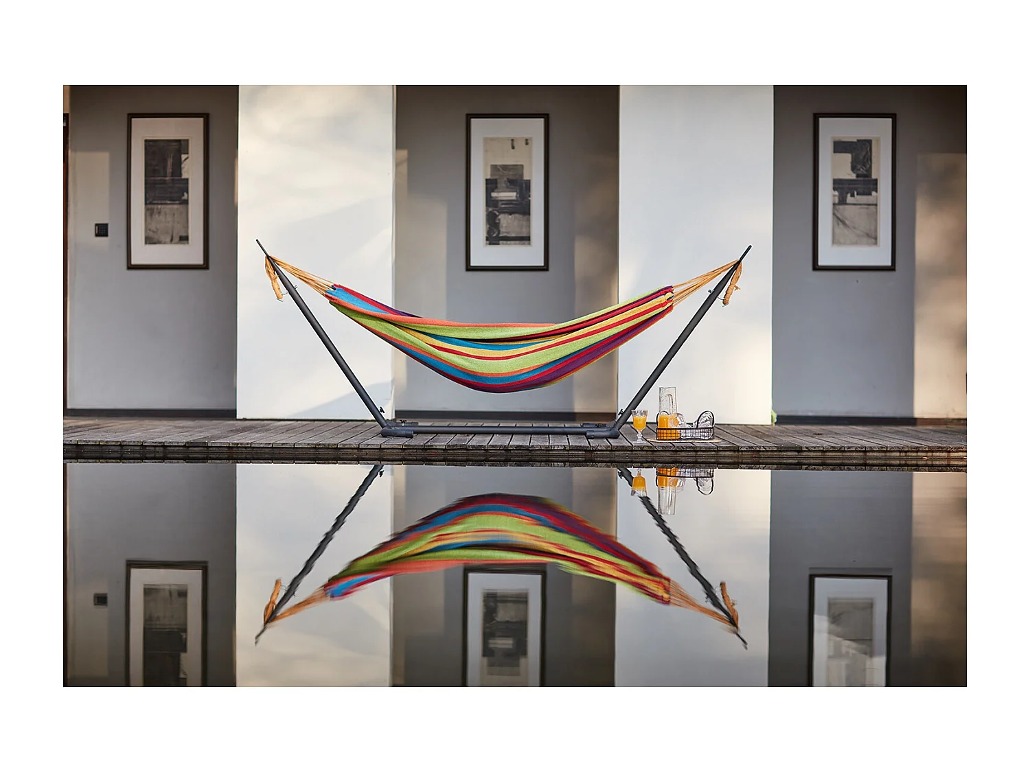 Hamac sur pied en tissu polyester arc-en-ciel pour adulte, résistant aux intempéries