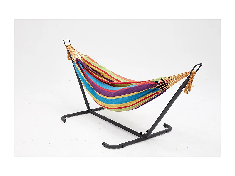 Hangmat met stalen frame in regenboogkleuren van polyester voor volwassenen, bestand tegen weersinvloeden