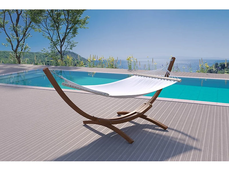 Amaca con supporto in legno tela di cotone ecru 3,15 m 1 persona LAGOA