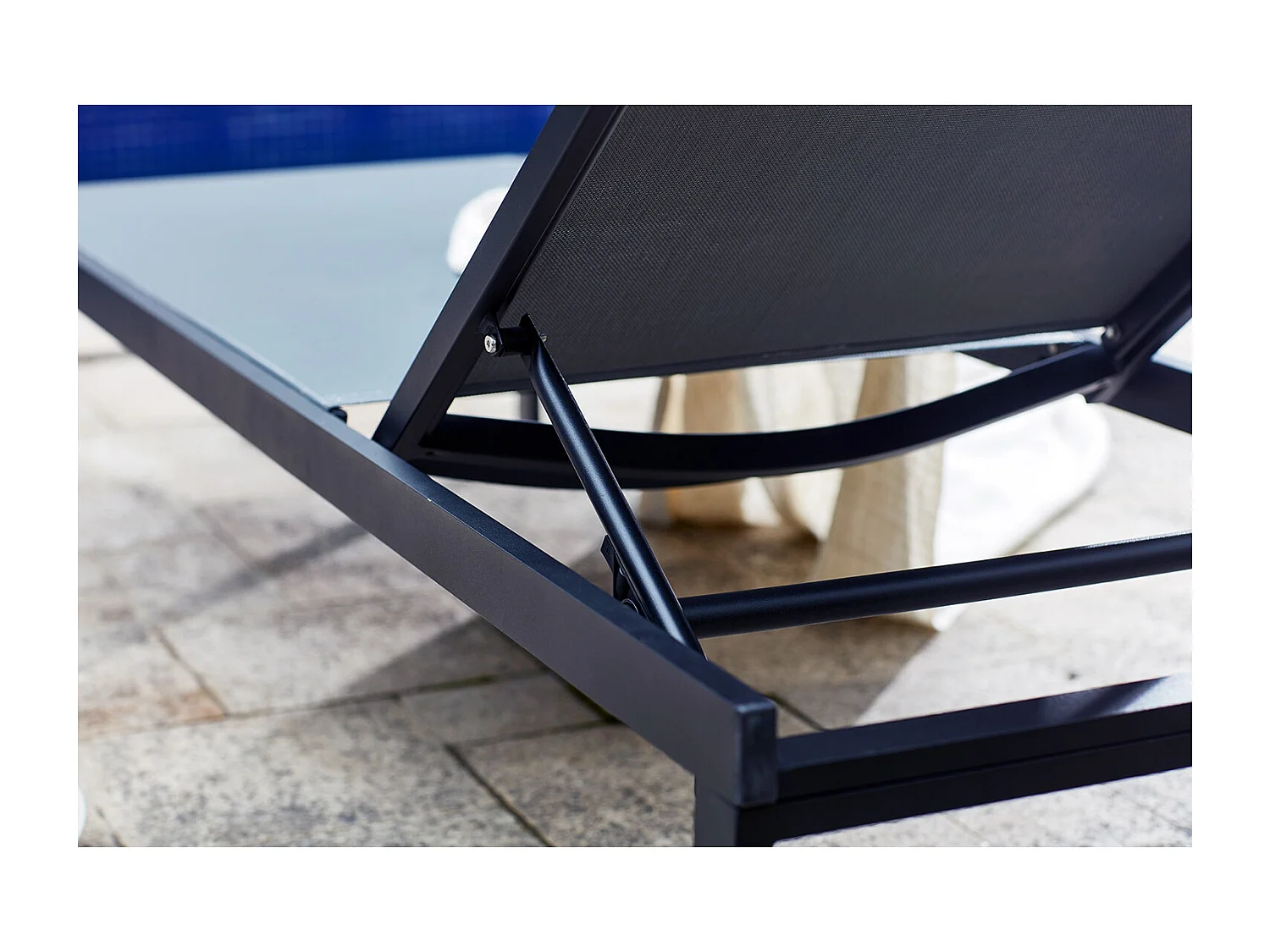 Lot de 2 transats inclinables avec roulettes en aluminium gris CUBA