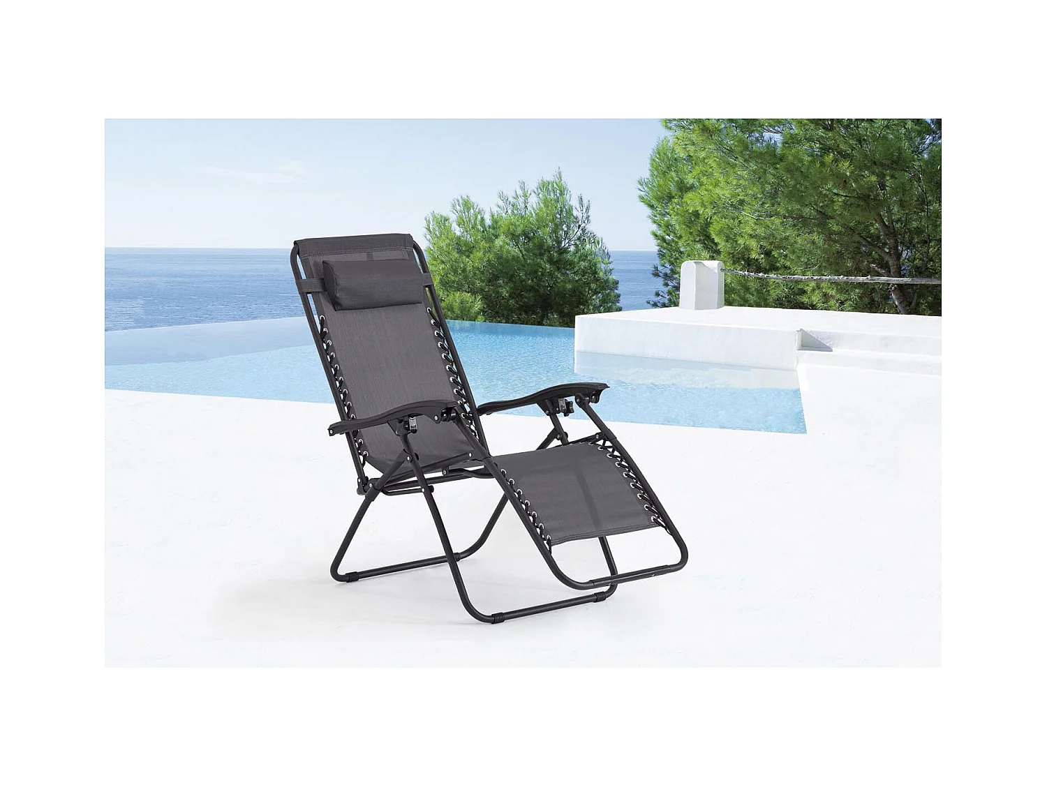 Tumbona reclinable negra y gris oscuro MANIHI