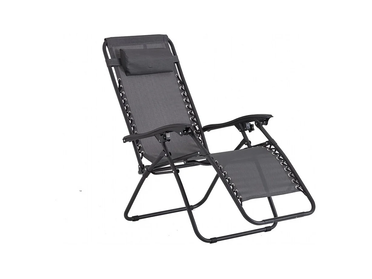 Tumbona reclinable negra y gris oscuro MANIHI