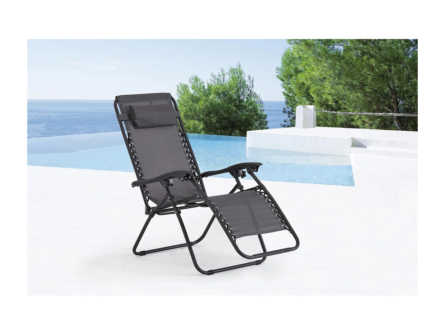 Transat inclinable noir et gris foncé MANIHI