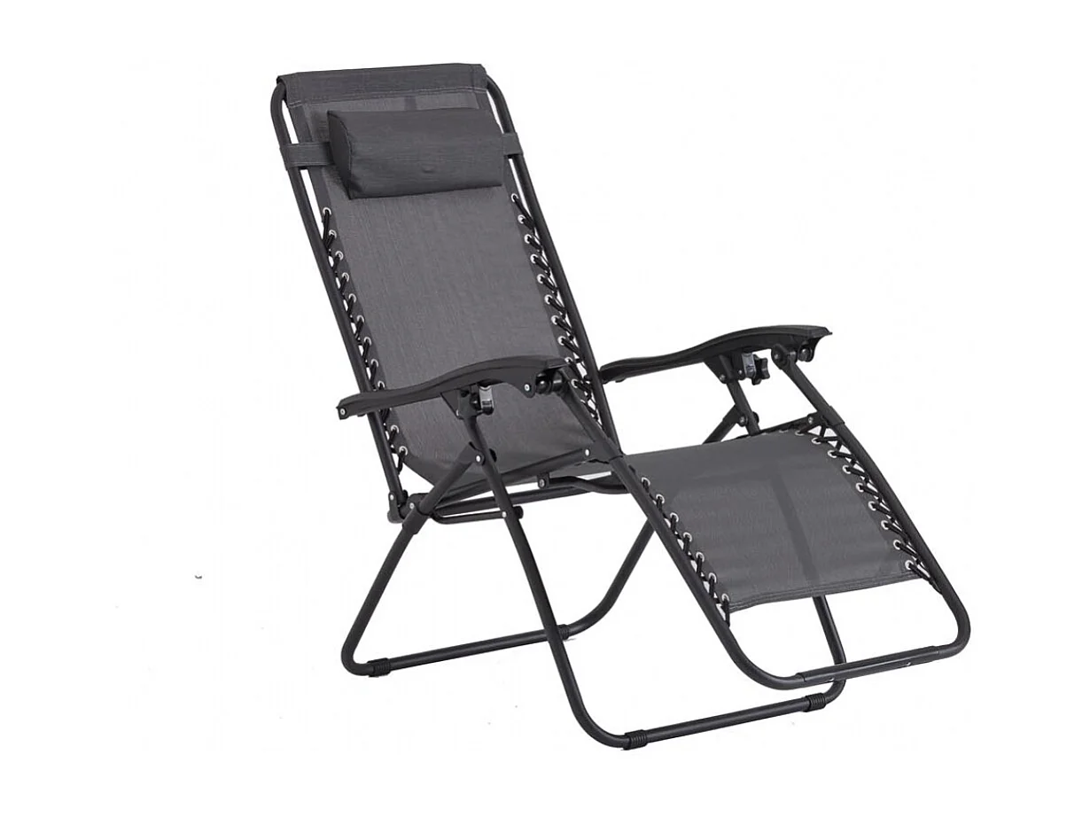 Transat inclinable noir et gris foncé MANIHI