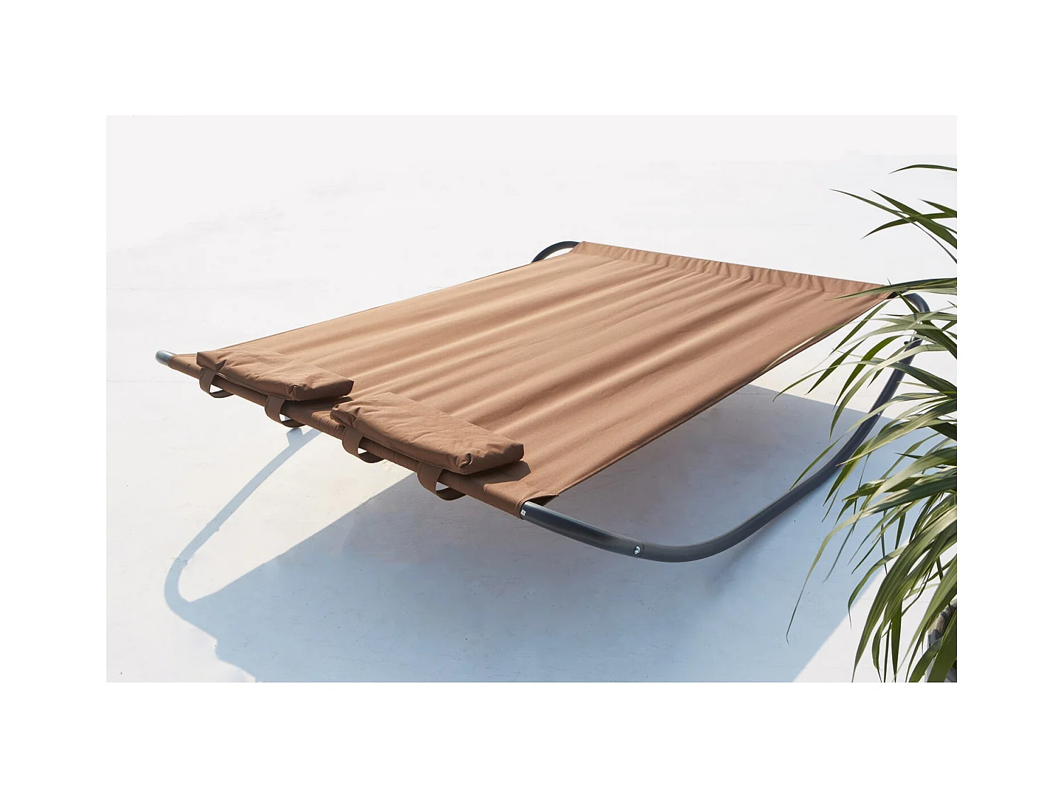 Cama de jardín y tumbona mecedora para 2 personas chocolate COACHELLA