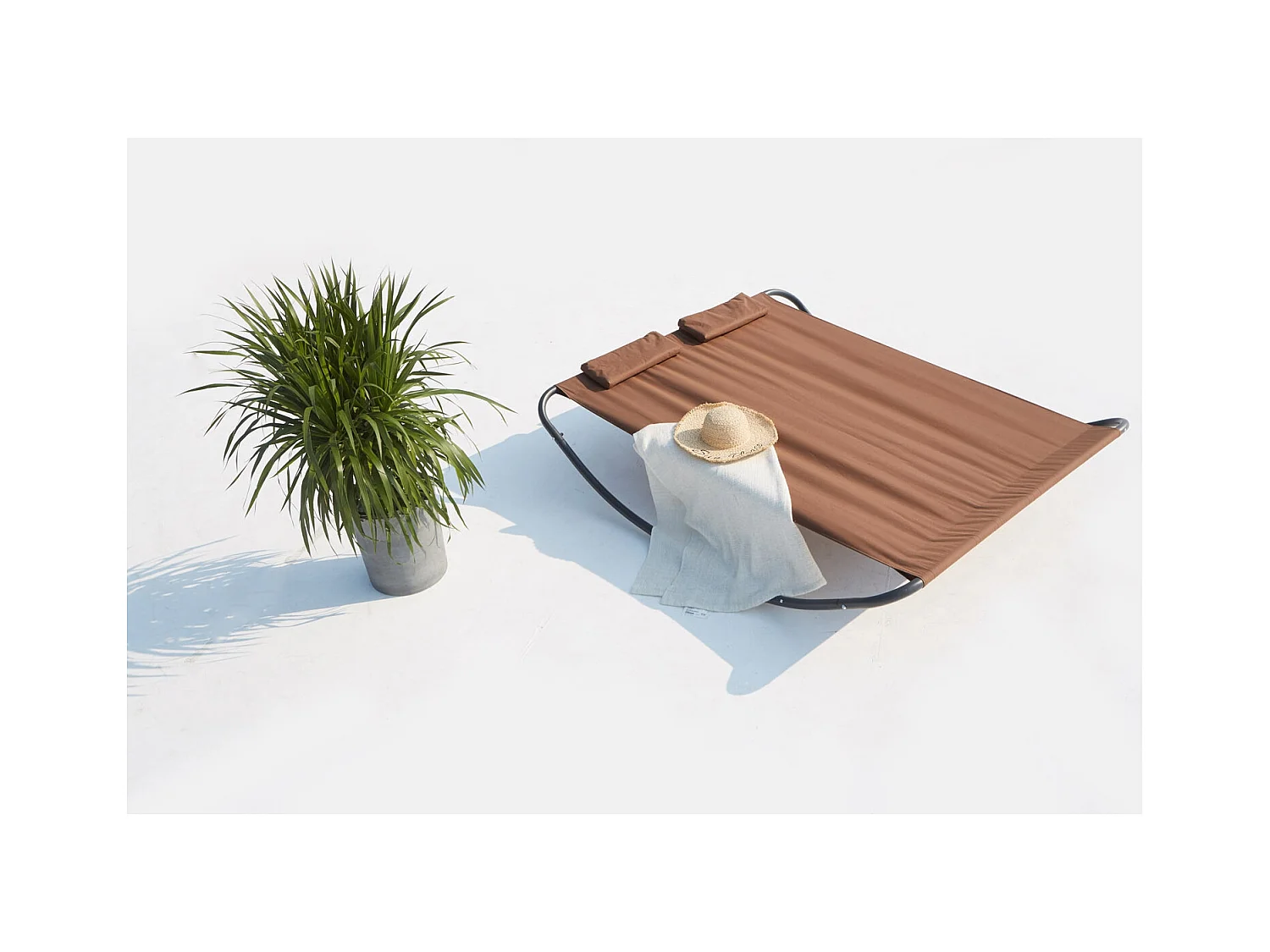 Cama de jardín y tumbona mecedora para 2 personas chocolate COACHELLA